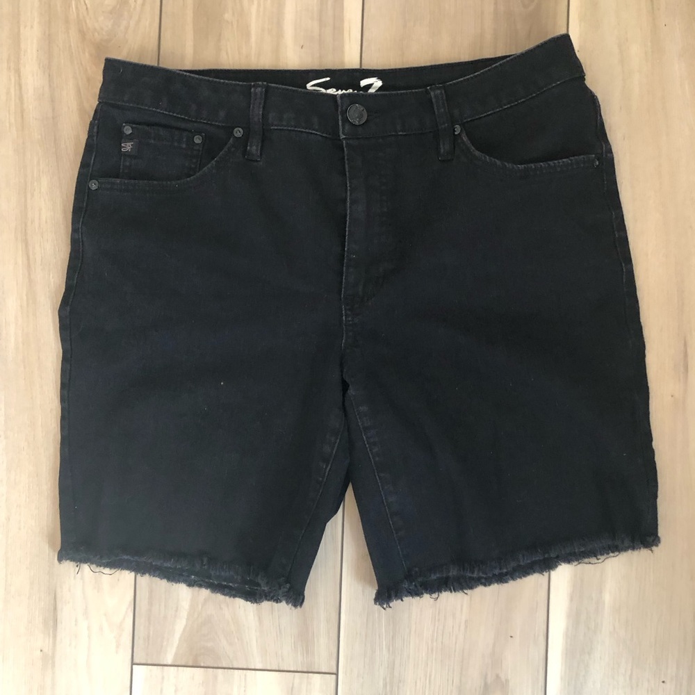 SEVEN Black denim raw hem women’s size 10 jean shorts
